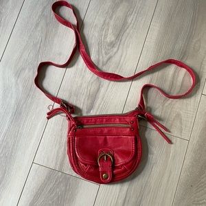 Cherry Red Leather Shoulder Bag